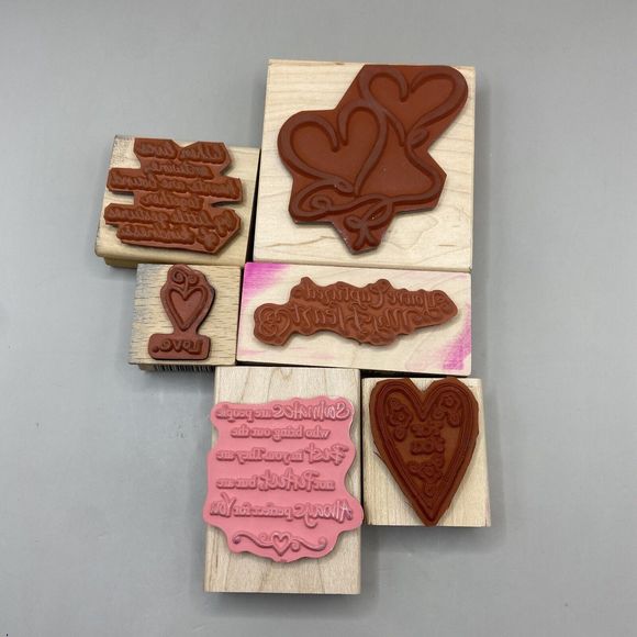 Rubber Stamp Lot of 6 ~ Heart/Love/Romance Theme Vintage Stampin' Up Scrapbook - Picture 5 of 10